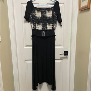 Joseph Ribkoff | Black | Ruffled Top/Hankerchief Skirt | Dress | Size 10